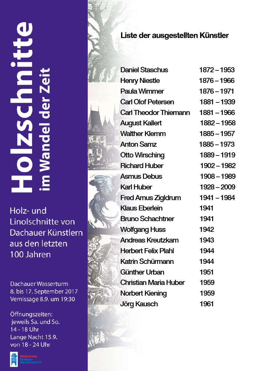 100 Jahre Holzschnitte – Liste der ausgestellten Künstler