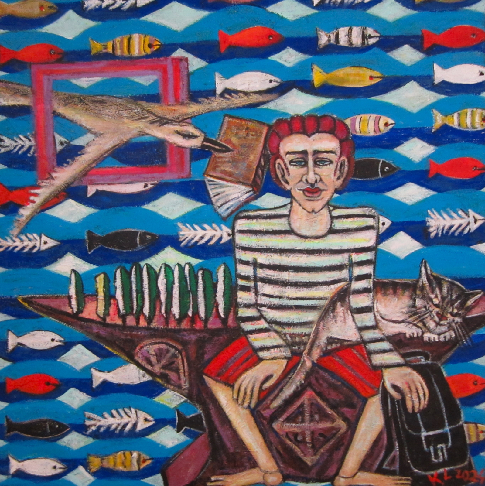 Jelena Kolesnichenko, Das Buch des Lebens, Öl und Acryl auf Leinwand, 100x100 cm, 2024